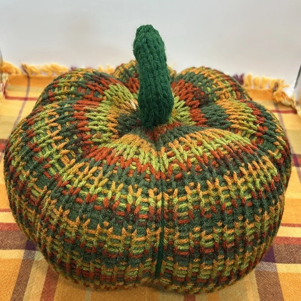 Multicolor Handmade Knit Pumpkin Decor